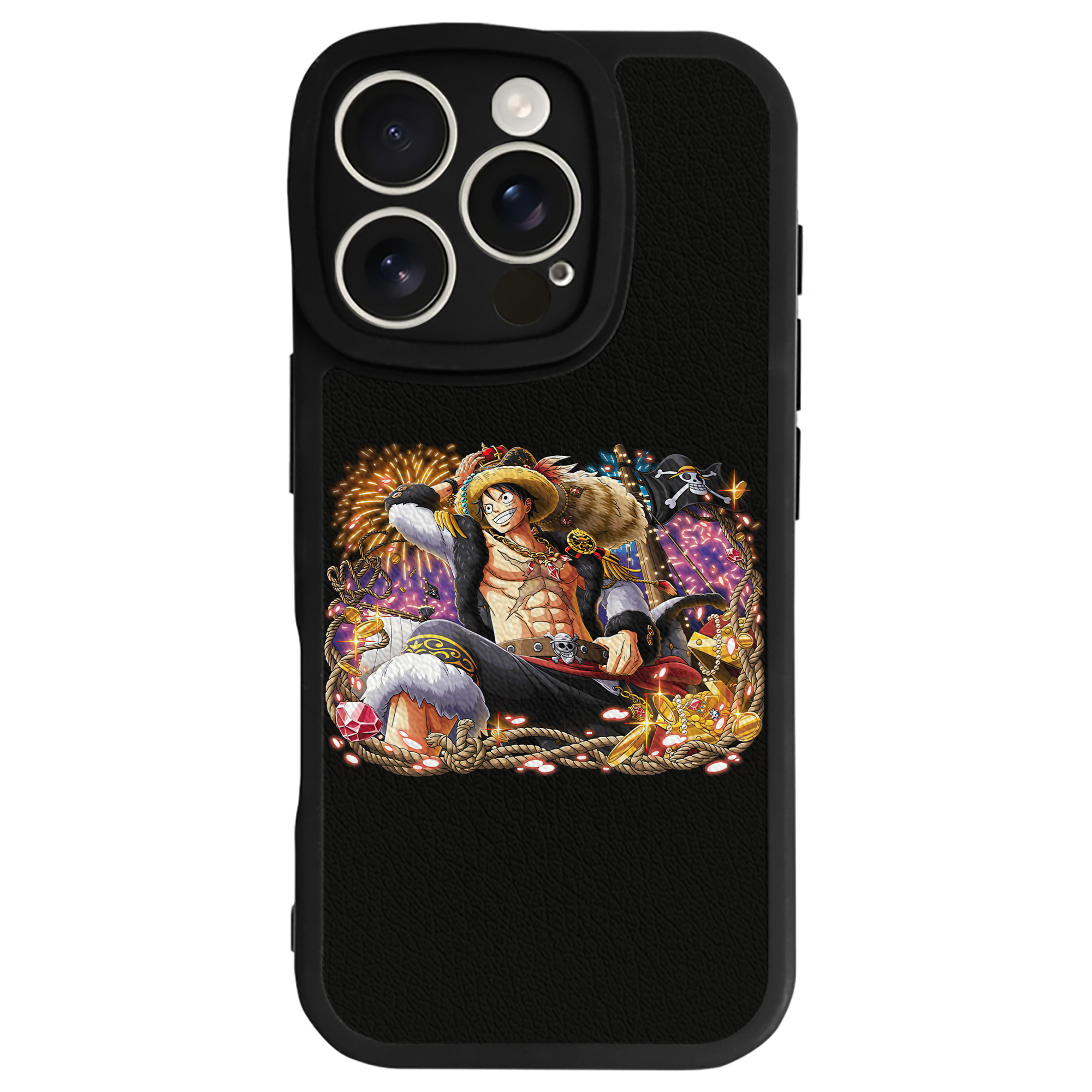 （画像用） ワンピース モンキー・D・ルフィ ONE PIECE Monkey D. Luffy 【iPhone 16シリーズ対応】シリコンスマホケース（レザー調） 材質：シリコン